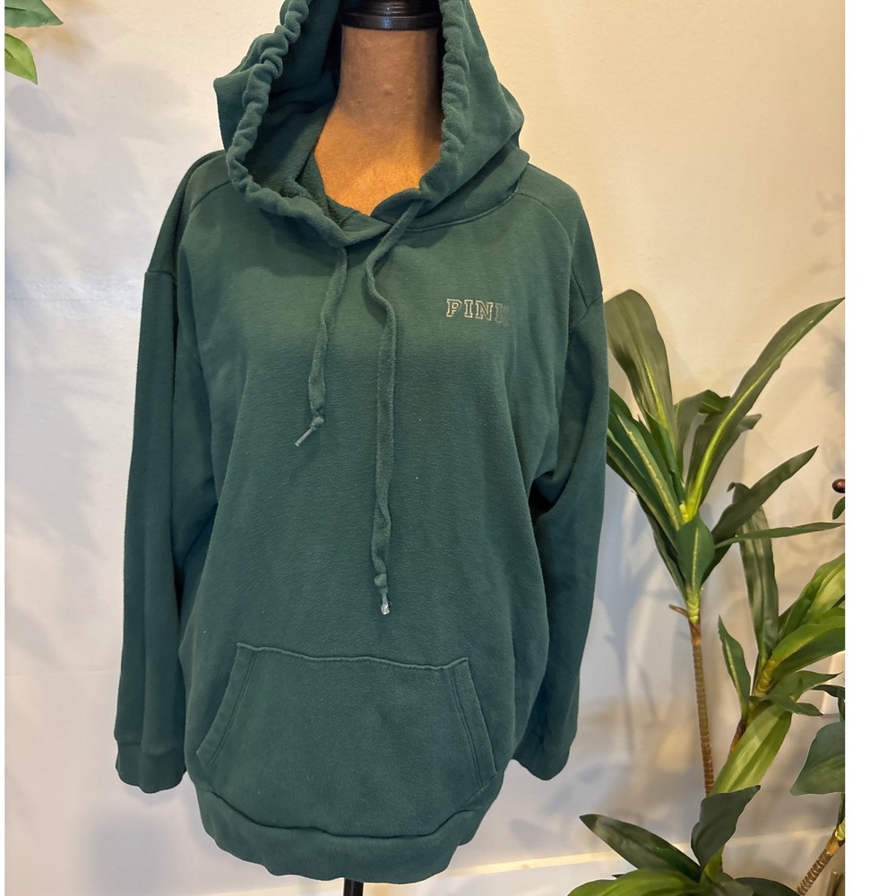 Vintage PINK Victoria's Secret Oversized Fleece Hoodie Sweatshirt Women's Size L
